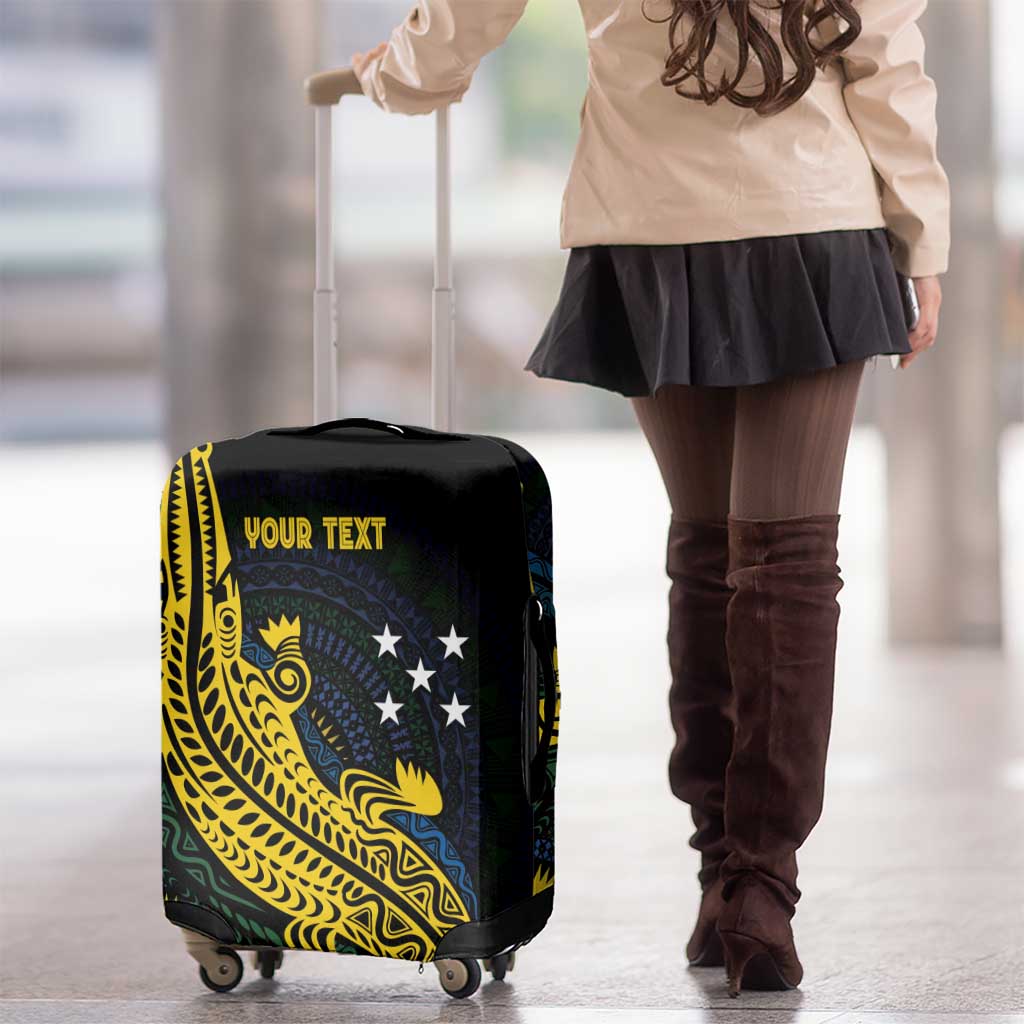 Personalized Solomon Islands Independence Anniversary Luggage Cover Crocodile Mix Tapa