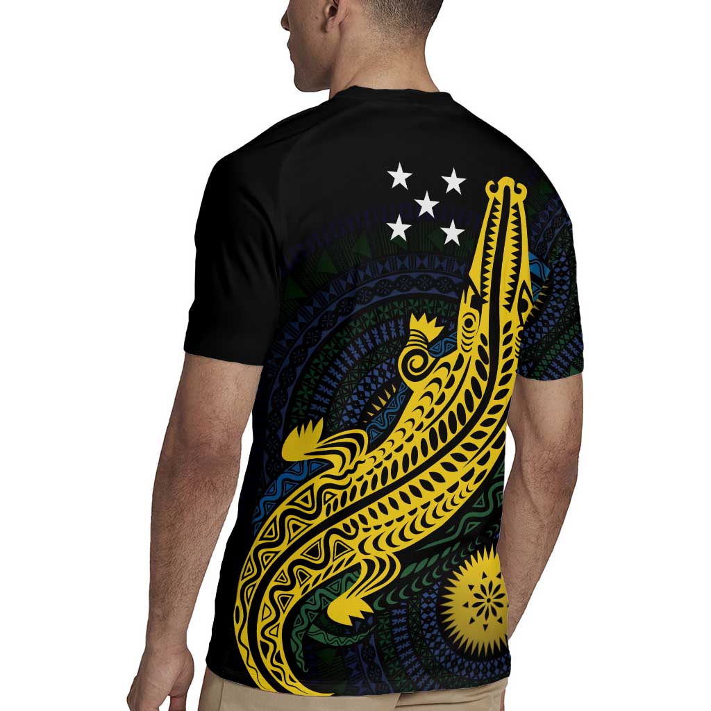 Personalized Solomon Islands Independence Anniversary Rugby Jersey Crocodile Mix Tapa