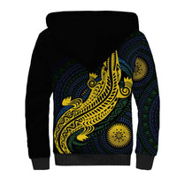Personalized Solomon Islands Independence Anniversary Sherpa Hoodie Crocodile Mix Tapa
