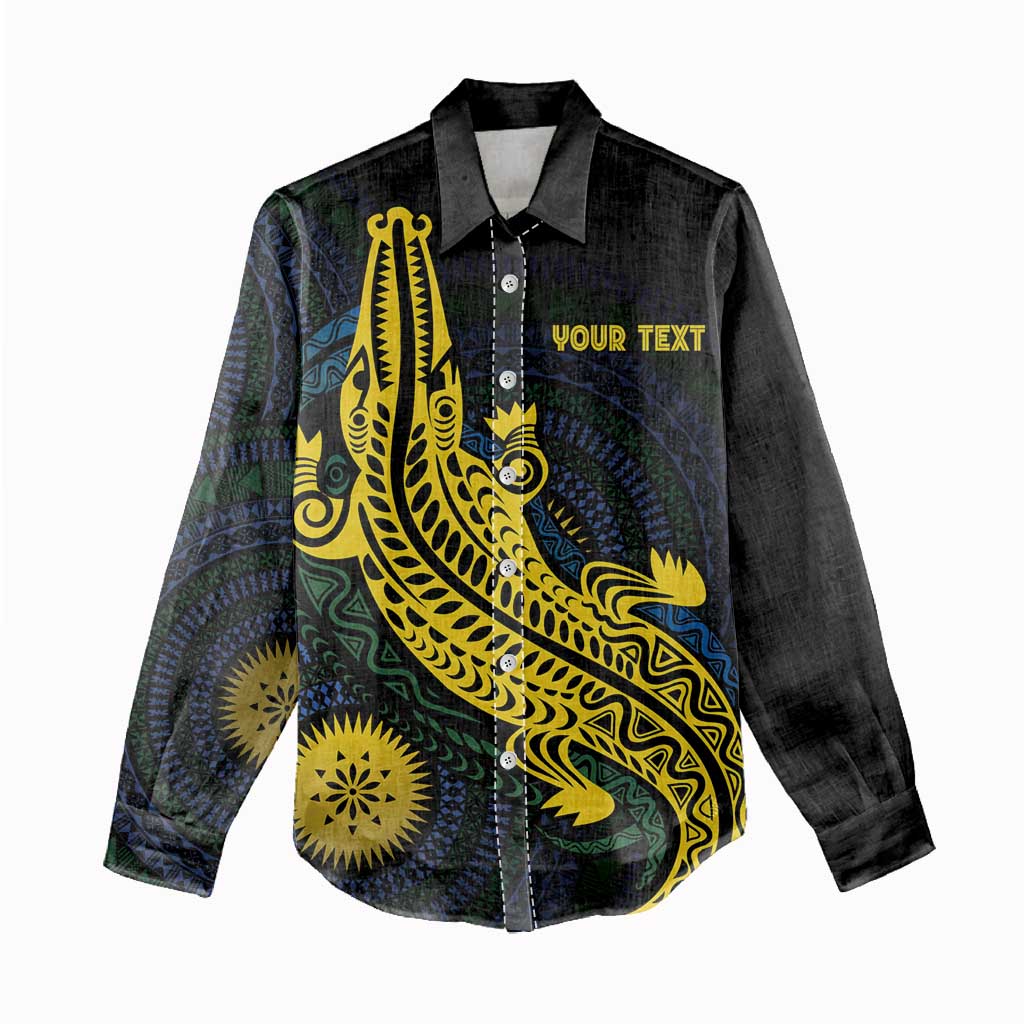 Personalized Solomon Islands Independence Anniversary Women Casual Shirt Crocodile Mix Tapa