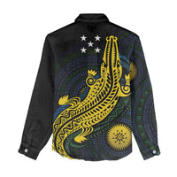 Personalized Solomon Islands Independence Anniversary Women Casual Shirt Crocodile Mix Tapa