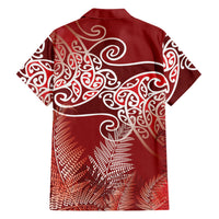 Aotearoa Maori Koru Curves Family Matching Tank Maxi Dress and Hawaiian Shirt Silver Ferns - Crimson Red LT7 - Polynesian Pride