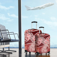Aotearoa Maori Koru Curves Luggage Cover Silver Ferns - Crimson Red LT7 - Polynesian Pride