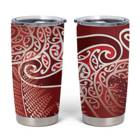 Aotearoa Maori Koru Curves Tumbler Cup Silver Ferns - Crimson Red