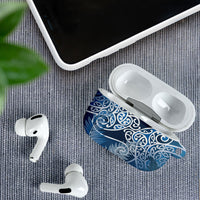 Aotearoa Maori Koru Curves AirPods Case Silver Ferns - Navy Blue LT7 - Polynesian Pride