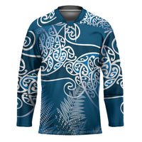 Aotearoa Maori Koru Curves Hockey Jersey Silver Ferns - Navy Blue LT7 Unisex Navy Blue - Polynesian Pride