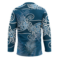 Aotearoa Maori Koru Curves Hockey Jersey Silver Ferns - Navy Blue LT7 - Polynesian Pride
