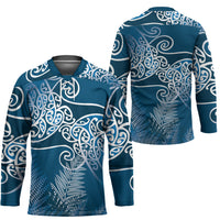 Aotearoa Maori Koru Curves Hockey Jersey Silver Ferns - Navy Blue LT7 - Polynesian Pride