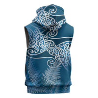 Aotearoa Maori Koru Curves Sleeveless Hoodie Silver Ferns - Navy Blue