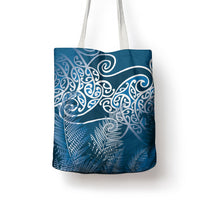 Aotearoa Maori Koru Curves Tote Bag Silver Ferns - Navy Blue