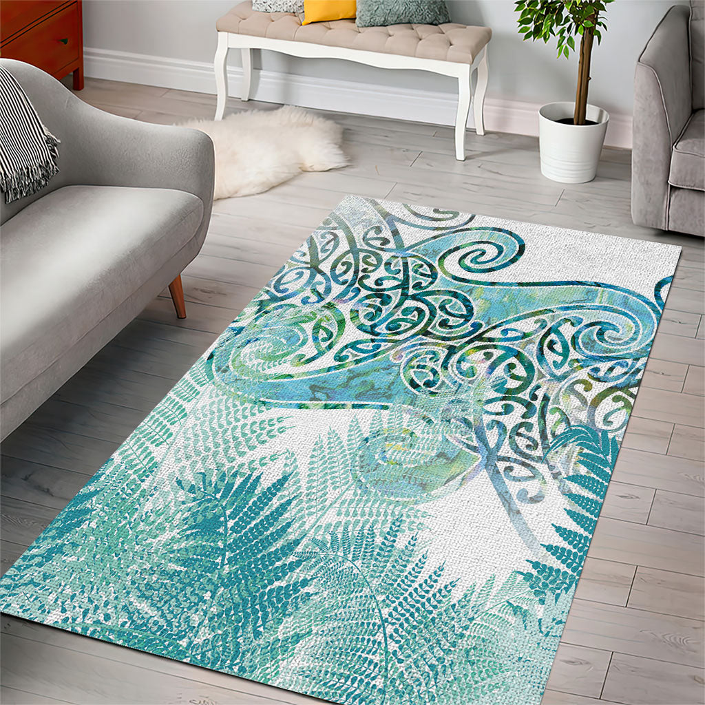 Aotearoa Maori Koru Curves Area Rug Mossy Paua Shell