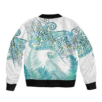 Aotearoa Maori Koru Curves Bomber Jacket Mossy Paua Shell