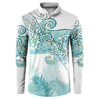 Aotearoa Maori Koru Curves Button Sweatshirt Mossy Paua Shell