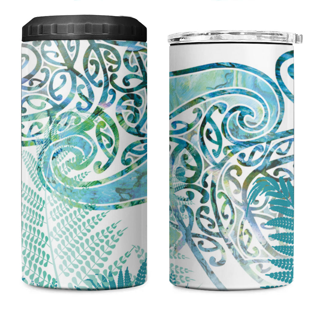 Aotearoa Maori Koru Curves 4 in 1 Can Cooler Tumbler Mossy Paua Shell LT7 One Size: 16 oz Green - Polynesian Pride