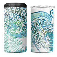 Aotearoa Maori Koru Curves 4 in 1 Can Cooler Tumbler Mossy Paua Shell LT7 One Size: 16 oz Green - Polynesian Pride