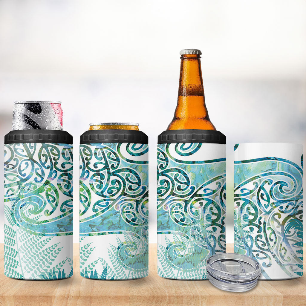Aotearoa Maori Koru Curves 4 in 1 Can Cooler Tumbler Mossy Paua Shell LT7 - Polynesian Pride