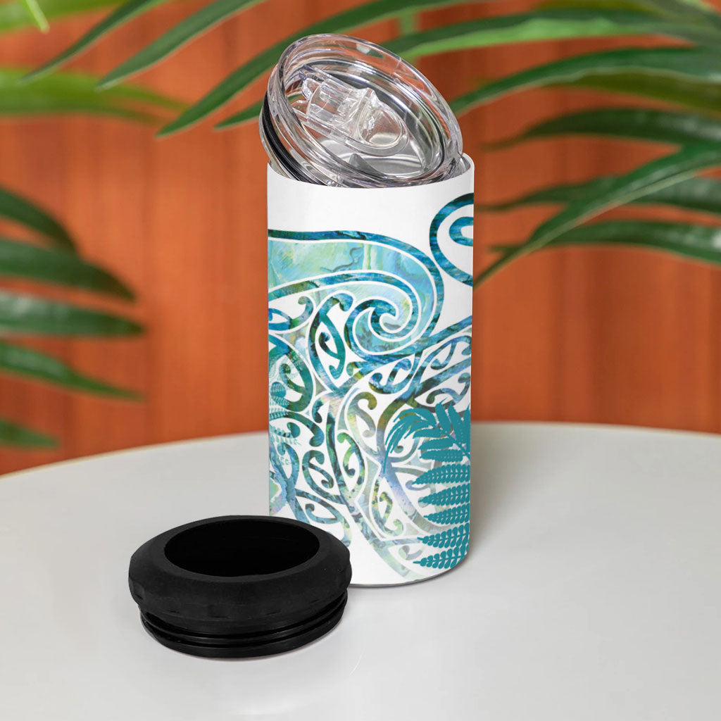 Aotearoa Maori Koru Curves 4 in 1 Can Cooler Tumbler Mossy Paua Shell LT7 - Polynesian Pride