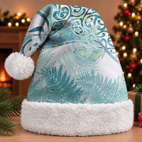 Aotearoa Maori Koru Curves Christmas Santa Hat Mossy Paua Shell LT7 With Fur Green - Polynesian Pride