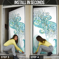 Aotearoa Maori Koru Curves Door Cover Mossy Paua Shell