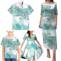 Aotearoa Maori Koru Curves Family Matching Puletasi and Hawaiian Shirt Mossy Paua Shell LT7 - Polynesian Pride