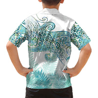 Aotearoa Maori Koru Curves Family Matching Summer Maxi Dress and Hawaiian Shirt Mossy Paua Shell LT7 - Polynesian Pride