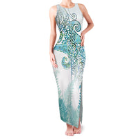 Aotearoa Maori Koru Curves Family Matching Tank Maxi Dress and Hawaiian Shirt Mossy Paua Shell LT7 Mom's Dress Green - Polynesian Pride