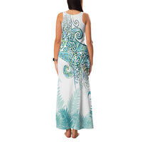 Aotearoa Maori Koru Curves Family Matching Tank Maxi Dress and Hawaiian Shirt Mossy Paua Shell LT7 - Polynesian Pride