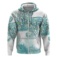 Aotearoa Maori Koru Curves Hoodie Mossy Paua Shell