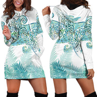 Aotearoa Maori Koru Curves Hoodie Dress Mossy Paua Shell
