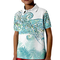 Aotearoa Maori Koru Curves Kid Polo Shirt Mossy Paua Shell LT7 Kid Green - Polynesian Pride