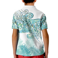 Aotearoa Maori Koru Curves Kid Polo Shirt Mossy Paua Shell LT7 - Polynesian Pride