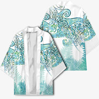 Aotearoa Maori Koru Curves Kimono Mossy Paua Shell