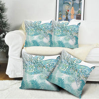 Aotearoa Maori Koru Curves Pillow Cover Mossy Paua Shell