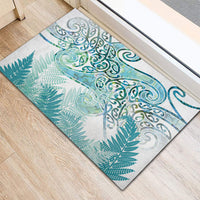 Aotearoa Maori Koru Curves Rubber Doormat Mossy Paua Shell