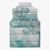 Aotearoa Maori Koru Curves Sleeveless Puffer Jacket Mossy Paua Shell