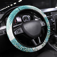 Aotearoa Maori Koru Curves Steering Wheel Cover Mossy Paua Shell