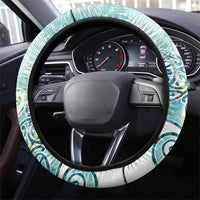 Aotearoa Maori Koru Curves Steering Wheel Cover Mossy Paua Shell
