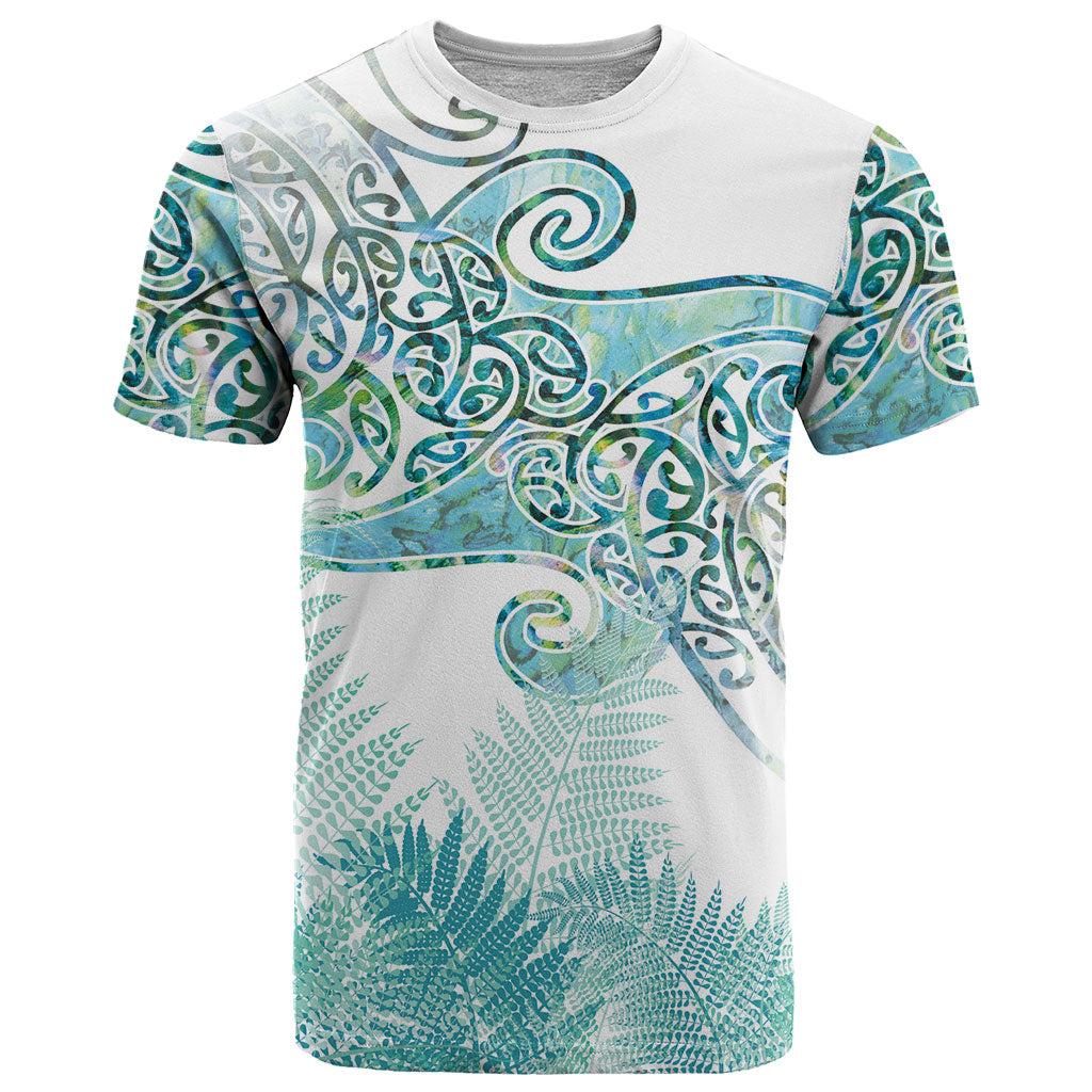 Aotearoa Maori Koru Curves T Shirt Mossy Paua Shell LT7 Green - Polynesian Pride