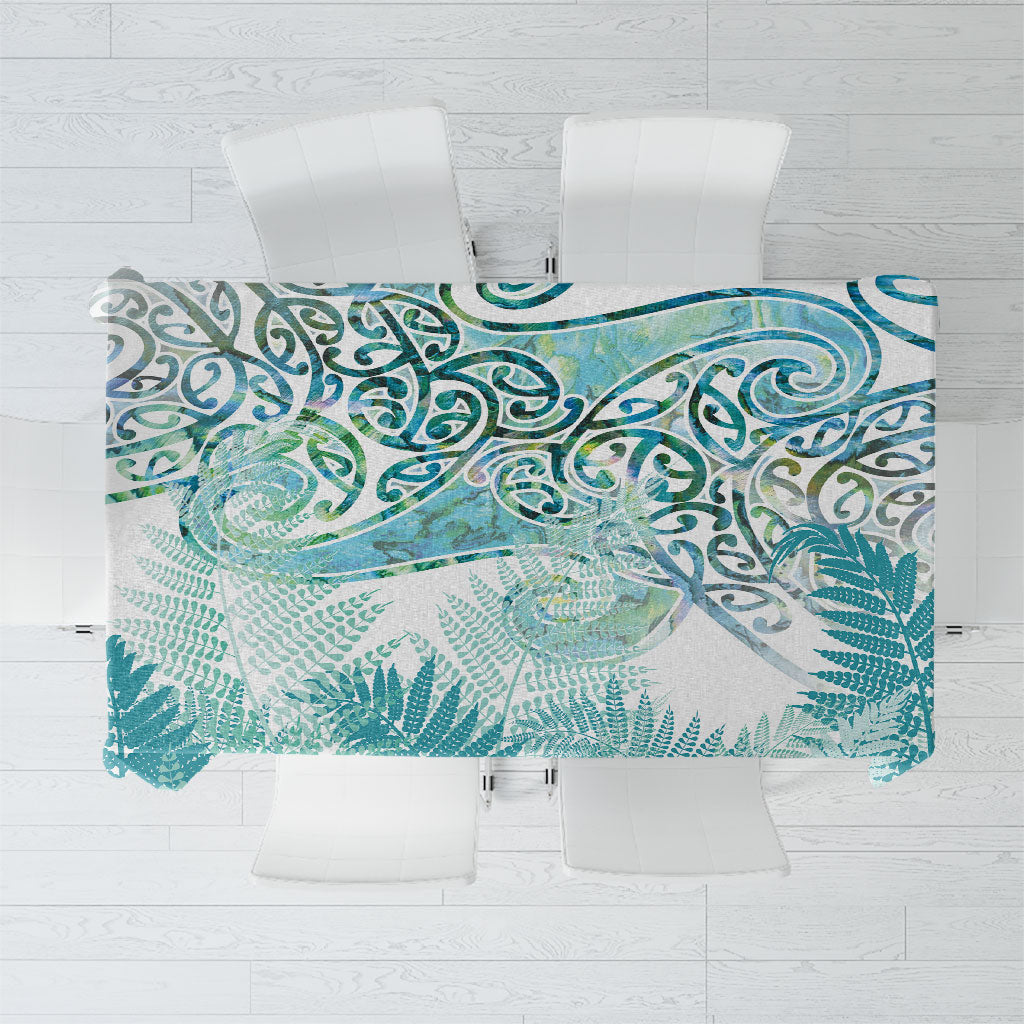 Aotearoa Maori Koru Curves Tablecloth Mossy Paua Shell