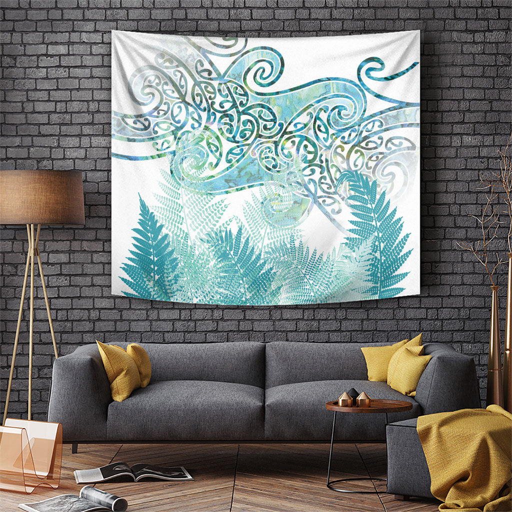 Aotearoa Maori Koru Curves Tapestry Mossy Paua Shell LT7 Green - Polynesian Pride