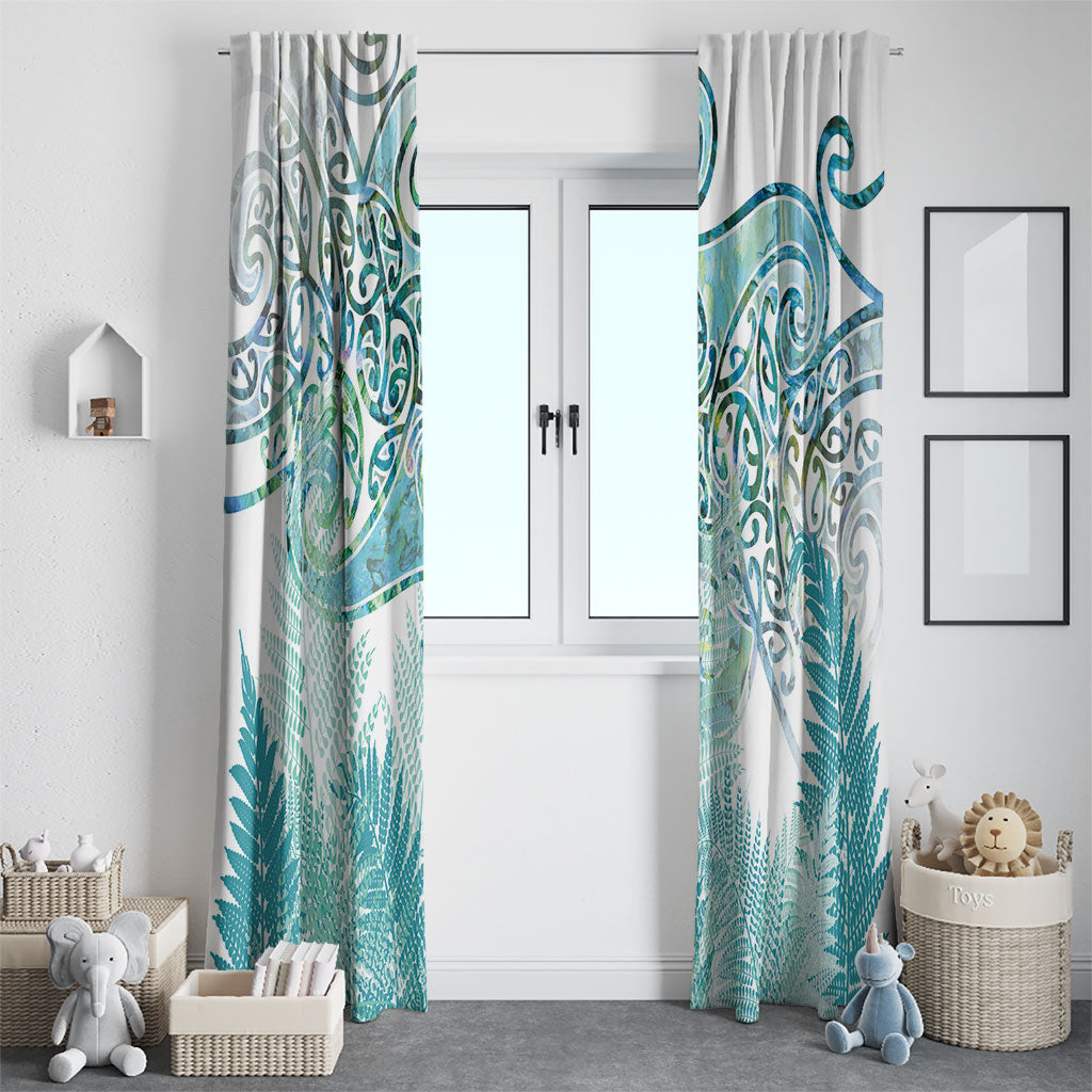 Aotearoa Maori Koru Curves Window Curtain Mossy Paua Shell
