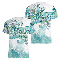 Aotearoa Maori Koru Curves Women V-Neck T-Shirt Mossy Paua Shell LT7 - Polynesian Pride