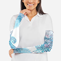 Aotearoa Maori Koru Curves Arm Sleeves Aqua Paua Shell