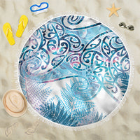 Aotearoa Maori Koru Curves Beach Blanket Aqua Paua Shell