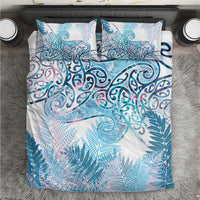 Aotearoa Maori Koru Curves Bedding Set Aqua Paua Shell