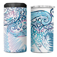 Aotearoa Maori Koru Curves 4 in 1 Can Cooler Tumbler Aqua Paua Shell
