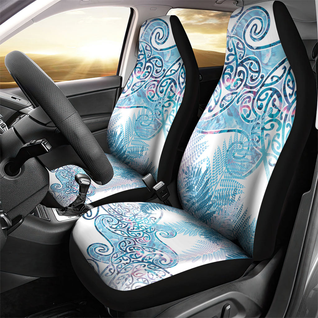 Aotearoa Maori Koru Curves Car Seat Cover Aqua Paua Shell