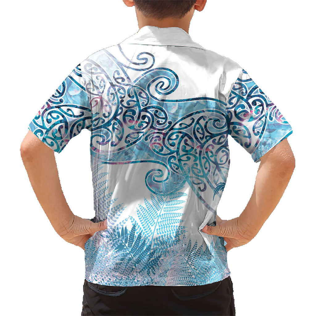 Aotearoa Maori Koru Curves Family Matching Off Shoulder Maxi Dress and Hawaiian Shirt Aqua Paua Shell LT7 - Polynesian Pride