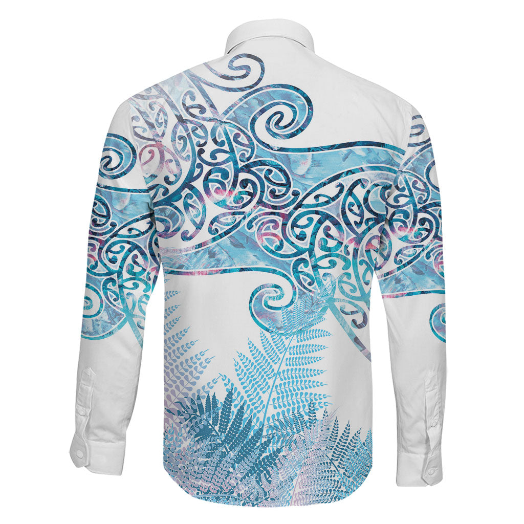 Aotearoa Maori Koru Curves Family Matching Off Shoulder Short Dress and Hawaiian Shirt Aqua Paua Shell LT7 - Polynesian Pride