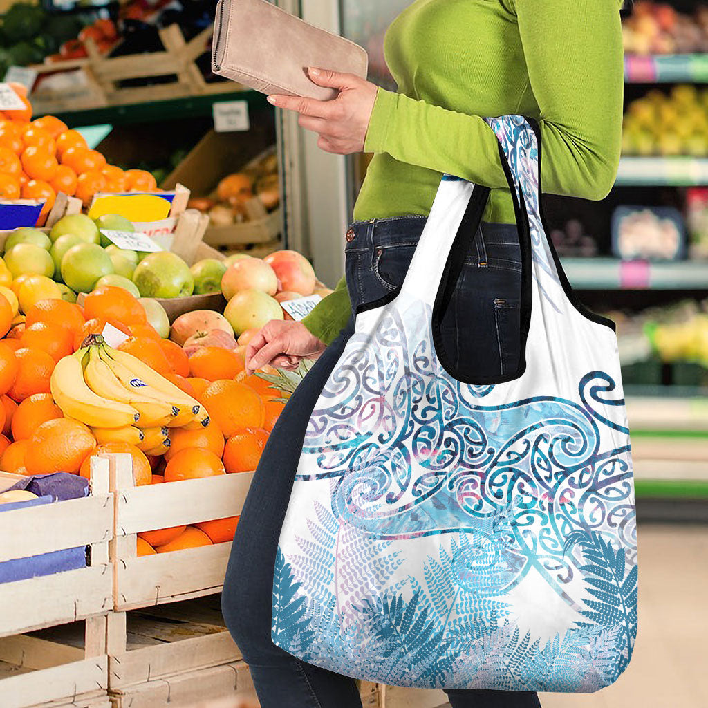 Aotearoa Maori Koru Curves Grocery Bag Aqua Paua Shell LT7 - Polynesian Pride